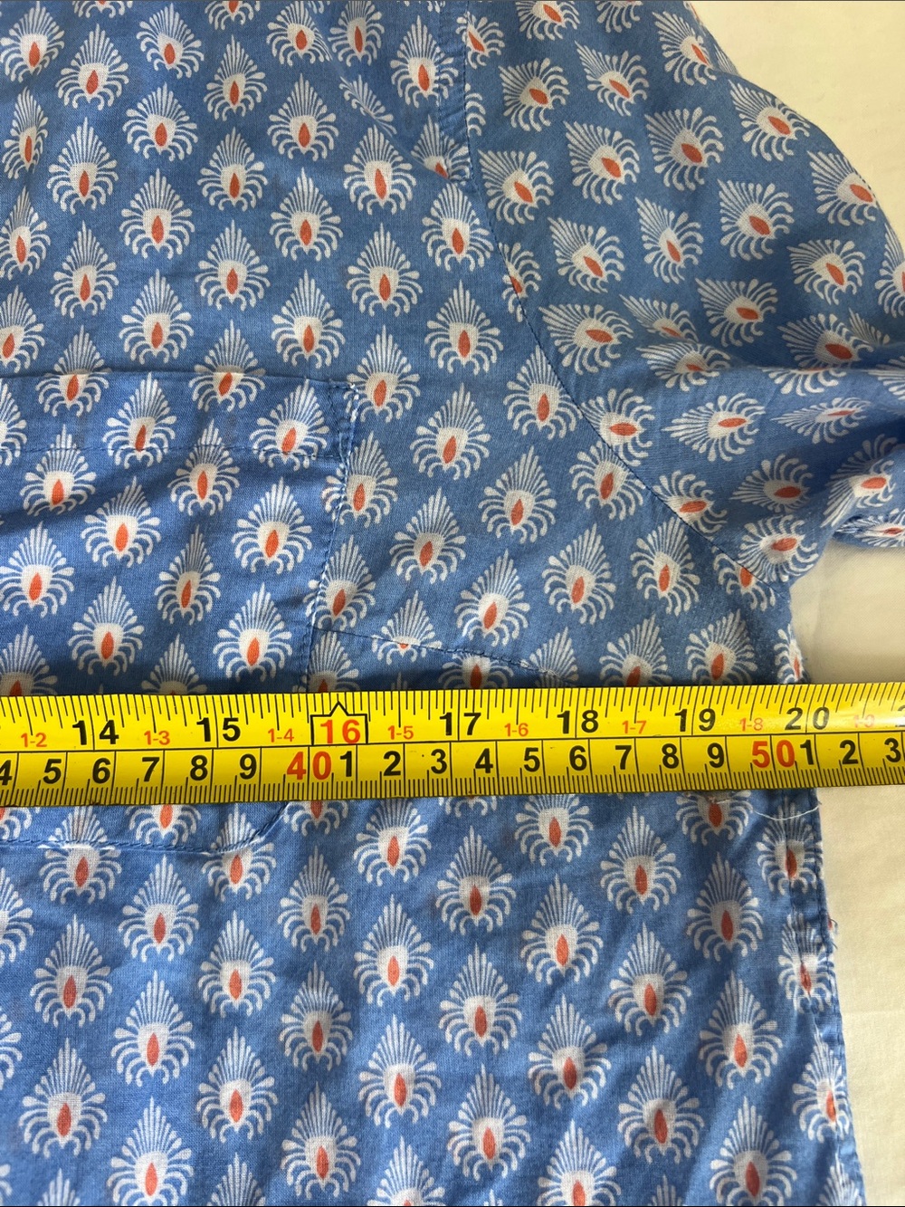 Talbots Blue Printed Long-Sleeve Popover Blouse petite medium - Picture 6 of 7